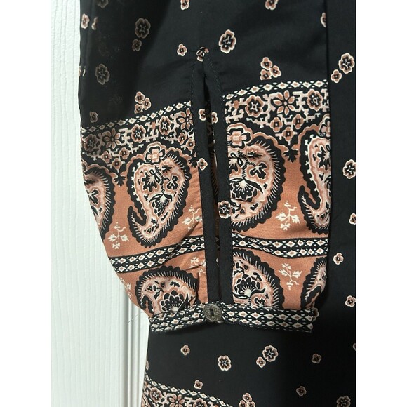Abercrombie & Fitch Black Paisley Long Sleeve Mini Dress Size Medium - Picture 3 of 8